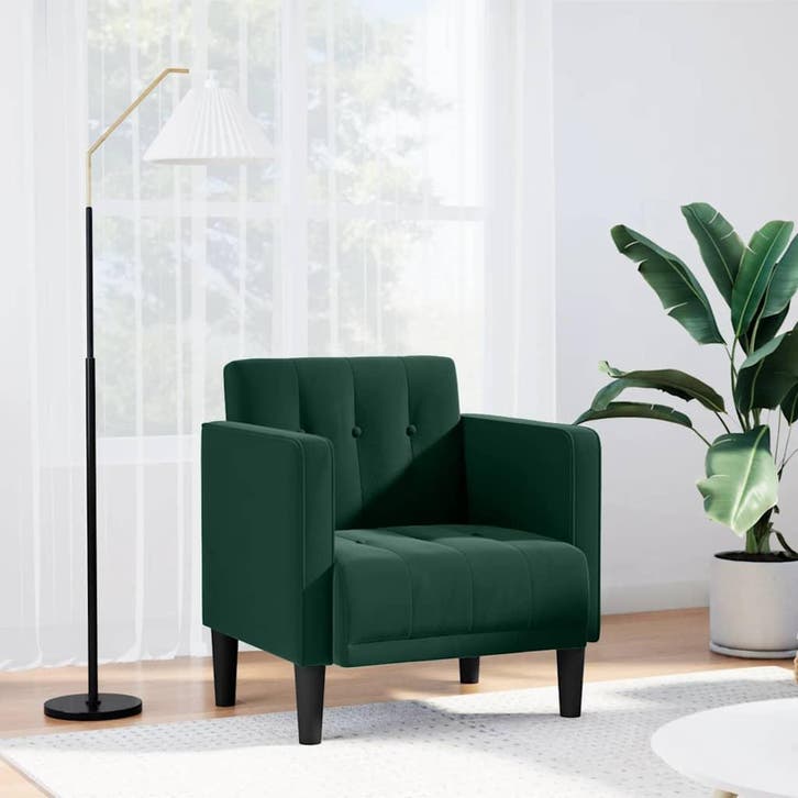 vidaXL Fauteuil met armleuningen donkergroen 53 cm fluweel, Huis en Inrichting, Fauteuils, Nieuw, Verzenden