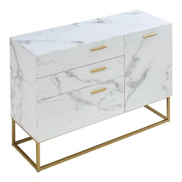 Sideboard Lavangen commode 75x100x35 cm marmerlook wit en go, Verzenden, Nieuw
