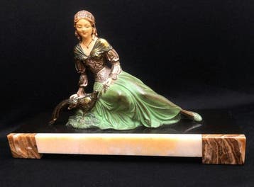 sculptuur, Lady with a Pheasant - 21 cm - ROGGIA /