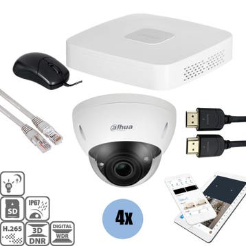 Dahua Set 4x Dome 8MP + Recorder & Bekabeling, Audio, Tv en Foto, Videobewaking, Ophalen of Verzenden, Nieuw