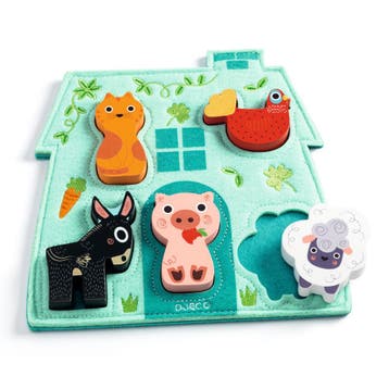 Djeco houten puzzel Mouki - boerder van €25,99 voor €20,90, Ophalen of Verzenden, Nieuw