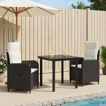 vidaXL Bank tafel set met kussen met kussen 3 pcs Zwart en, Verzenden, Nieuw