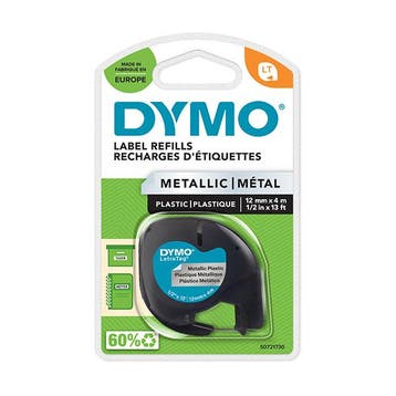 Dymo S0721730 / 91208 tape metaalkleurig zilver 12 mm, Computers en Software, Printerbenodigdheden, Verzenden, Nieuw, Printertape