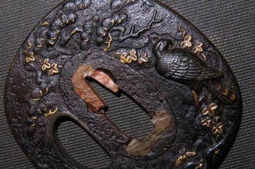 Katana - Gesmeed ijzer - C6-232 Pine Tree & Hawk Tsuba -