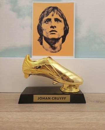 Johan Cruyff - Gouden Schoen-trofee + fotografie, Nieuw