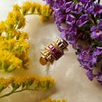 Vintage roségouden ring met spinel, Sieraden, Tassen en Uiterlijk, Ringen, Gebruikt, Overige kleuren, 19 tot 20, Ophalen of Verzenden