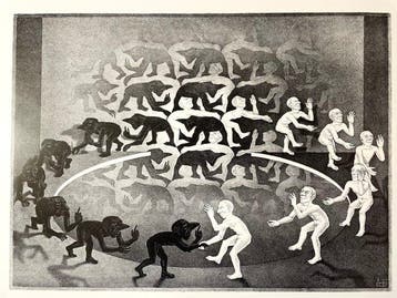 M.C. Escher (1898-1972) - Encounter (1944), Antiek en Kunst