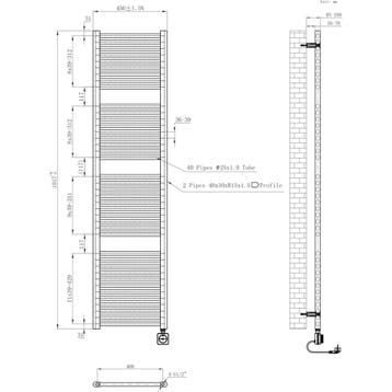 Wiesbaden Elara Elektrische Radiator Smart WiFi - 181.7x45cm, Ophalen of Verzenden, Nieuw