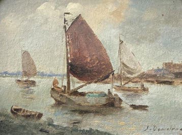 J. Damstra (1898-1986) - Schepen op de rivier