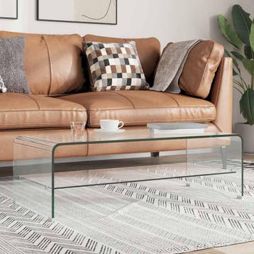 vidaXL Salontafel 98x45x31 cm gehard glas transparant, Huis en Inrichting, Tafels | Salontafels, Minder dan 50 cm, 50 tot 100 cm