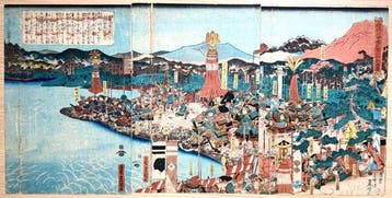 Peace at Kawanakajima – Ukiyo-e woodblock print triptych -