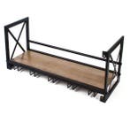 Wandrek Wijnrek met Glashaken – Metaal en Hout, 61 cm, Verzenden, Nieuw