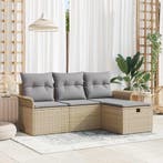 vidaXL Tuin Sofa Set met kussen 4 pcs Beige en Licht Grijs, Verzenden, Nieuw, Rotan, 4 zitplaatsen