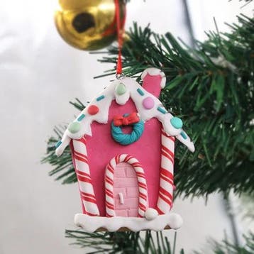 Kersthuisje Kerstbal Kerst Kerstboom Roze, Verzamelen, Verzenden, Nieuw