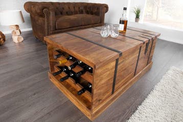Massief houten salontafel BODEGA 100 cm Sheesham, Ophalen of Verzenden, Nieuw