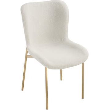 Gestoffeerde stoel Tessa - Bouclé wit/goud, Set van 6, Verzenden, Nieuw