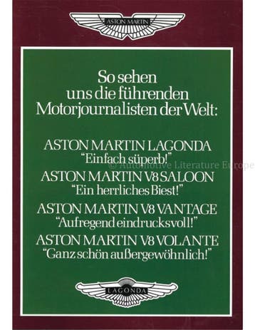 1982 ASTON MARTIN V8 SALOON | VANTAGE | VOLANTE BROCHURE, Nieuw, Author