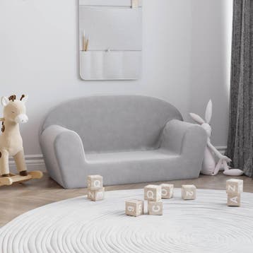 vidaXL Kinderbank 2-zits zacht pluche lichtgrijs, Verzenden, Nieuw