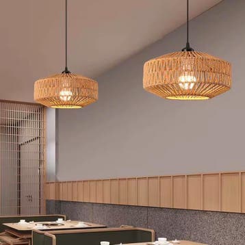 Handgemaakte Rotan Hanglamp – Klassieke Stijl E27 Lamp, Huis en Inrichting, Lampen | Hanglampen, Verzenden, Nieuw, Overige materialen