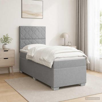 vidaXL Boxspringbed met matras Lichtgrijs 90 x 190 cm Stof, Verzenden, Nieuw, Eenpersoons
