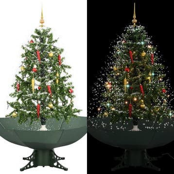 vidaXL Kerstboom sneeuwend met paraplubasis 140 cm groen, Verzenden, Nieuw