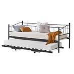 Slaapbank met onderschuifbed Skutskär 90x200 cm zwart, Verzenden, Nieuw