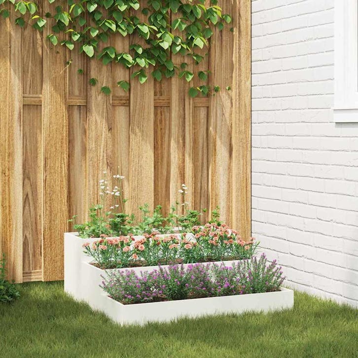 vidaXL Tuin Bloempot Wit 90 x 90 x 35 cm Koudgewalst staal, Tuin en Terras, Bloembakken en Plantenbakken, 60 tot 100 cm, Nieuw