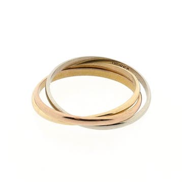 Tricolor gouden trinity ring, Sieraden, Tassen en Uiterlijk, Ringen, 18 tot 19, Gebruikt, Ophalen of Verzenden, Dame
