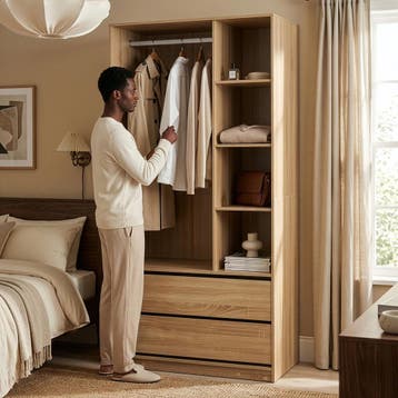 Open kledingkast Vippsaki met 4 vakken 2 lades 200x100x50 cm, Huis en Inrichting, Kasten | Kledingkasten, Verzenden, Nieuw