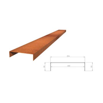 Cortenstaal u-profiel 230x20,4x5cm, Overige materialen, Minder dan 25 cm, Border, Minder dan 25 cm