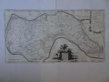 ravure plattegrond Zuid Beveland Hattinga Tirion 1753, Antiek en Kunst, Kunst | Etsen en Gravures, Verzenden, Cartografie, Gravure