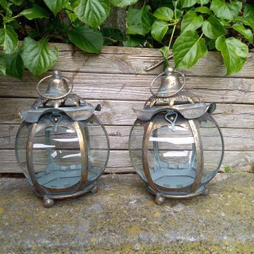 2 Candle Lanterns - Lantaarn (2) - Glas, Metaal