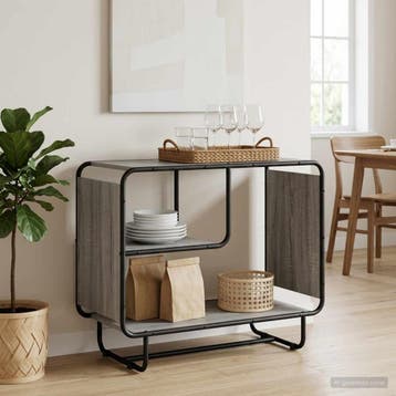 vidaXL Dressoir Grijs Sonoma 80 x 37.5 x 64.5 cm Bewerkt, Verzenden, Nieuw, Overige houtsoorten, Minder dan 50 cm