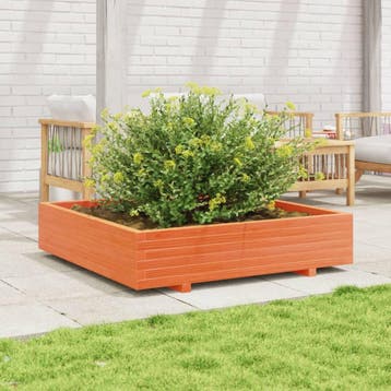 vidaXL Plantenbak 110x110x26,5 cm massief grenenhout, Tuin en Terras, Bloembakken en Plantenbakken, Verzenden, Nieuw, Hout