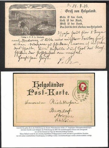 Heligoland 1875/1887 - Helgoland ansichtkaartvoorloper met, Gestempeld