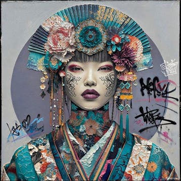 NeoCromo - Retro Flower Geisha Limited Edition, Antiek en Kunst