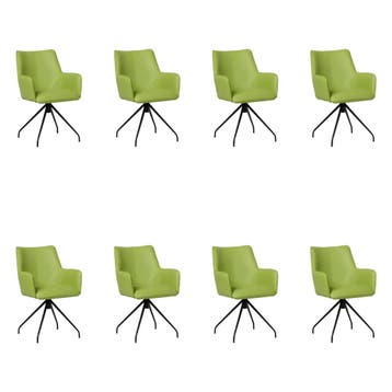 Set van 8 Leren draaibare eetkamerstoelen Wave - Toledo, Huis en Inrichting, Stoelen, Ophalen of Verzenden, Nieuw, Leer, Vijf, Zes of meer stoelen