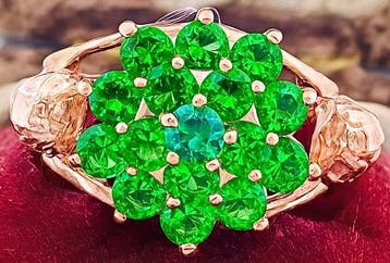 Zonder minimumprijs - Ring - 9 kt. Roségoud, Zilver Smaragd, Nieuw