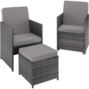Wicker zitgroep Palermo 2+2+1 - grijs, Verzenden, Nieuw