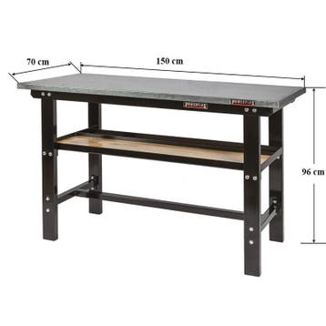 Werkbank zwart 150 cm met zinken werkblad, Doe-het-zelf en Verbouw, Werkbanken, Ophalen of Verzenden, Nieuw