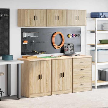 vidaXL Garagekasten 6 st Spaanplaat Sonoma eikenkleurig, Verzenden, Nieuw