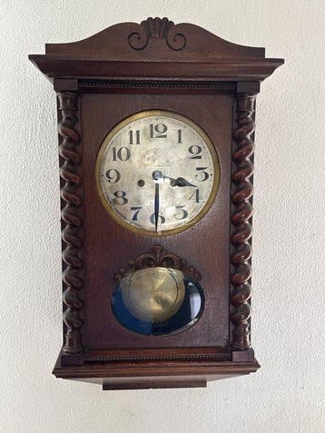 Wandklok - Antiek Hout, Glas - 1910-1920