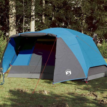 vidaXL Gezinstent met luifel 6-persoons waterdicht blauw, Caravans en Kamperen, Verzenden, Nieuw, Tot en met 2