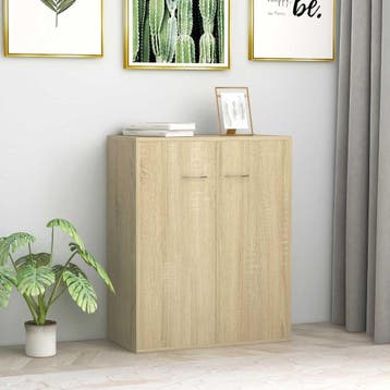 vidaXL Dressoir 60x30x75 cm bewerkt hout sonoma eikenkleurig, Verzenden, Nieuw, 50 tot 100 cm, 25 tot 50 cm