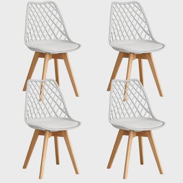 Moderne Eetkamerstoelen Set (4/6 stuks) - Mesh Rug, Houten P, Huis en Inrichting, Verzenden, Nieuw