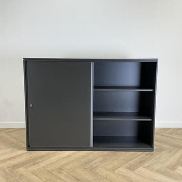 Haworth schuifdeurkast vv 4 legborden + sleutel  116x160x43, Huis en Inrichting, Ophalen of Verzenden, Gebruikt