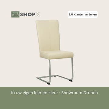Leren eetkamerstoel Dry - Toledo Polar (crème) - Sledepoot, Huis en Inrichting, Overige kleuren, Nieuw, Leer, Ophalen of Verzenden
