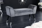 Design bank SCARLETT 90cm grijs zilver fluweel - 43278, Ophalen of Verzenden, Nieuw