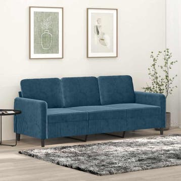 vidaXL Driezitsbank 180 cm fluweel blauw, Verzenden, Minder dan 150 cm, Stof, Driepersoons
