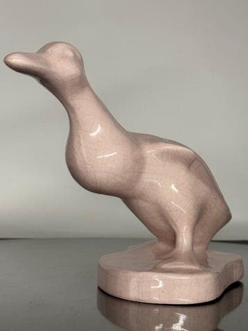 René Dupont - sculptuur, Le canard au col rose - 22 cm -